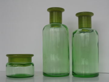 عبوات زجاجية من الزيت العطري باللون الأخضر 200 مل 150 مل 50 جم مع مخفض الفوهة وغطاء